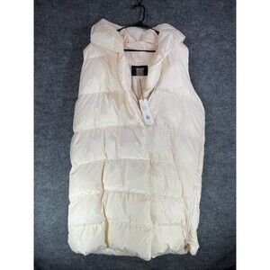 CALIA Womens XXL Long Puffer Vest Hooded Eggnog Cream NWT $149